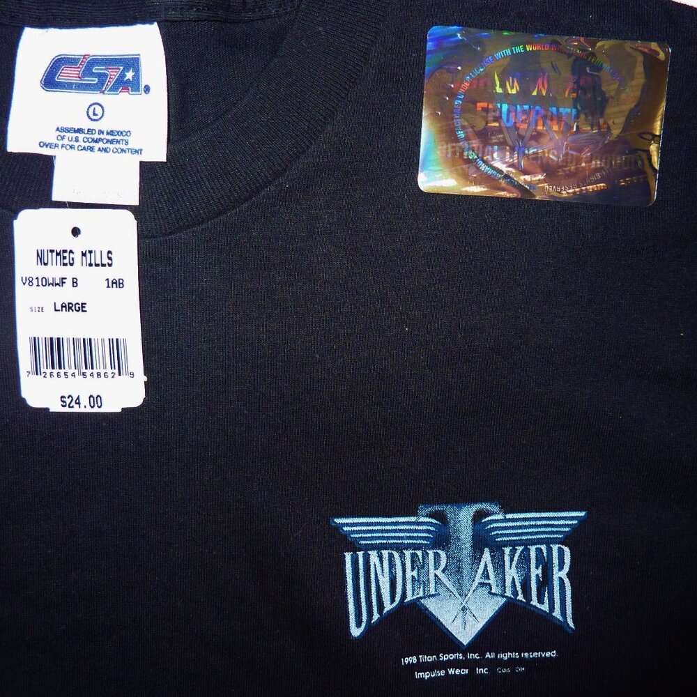 WWF Undertaker logo shirt vintage NEW w/ TAGS 1998 Attitude Era WWE wrestling
